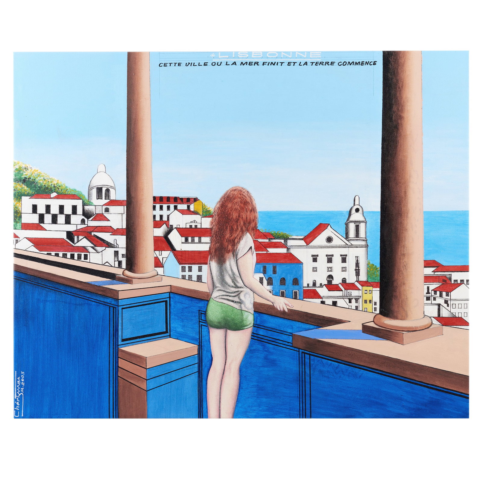 CHeRI SAMBA (b. 1956) - 'Lisbonne': Acrylic and glitter on canvas, signed and dated 2003. Signs of use. Dim.: 77?96cm.