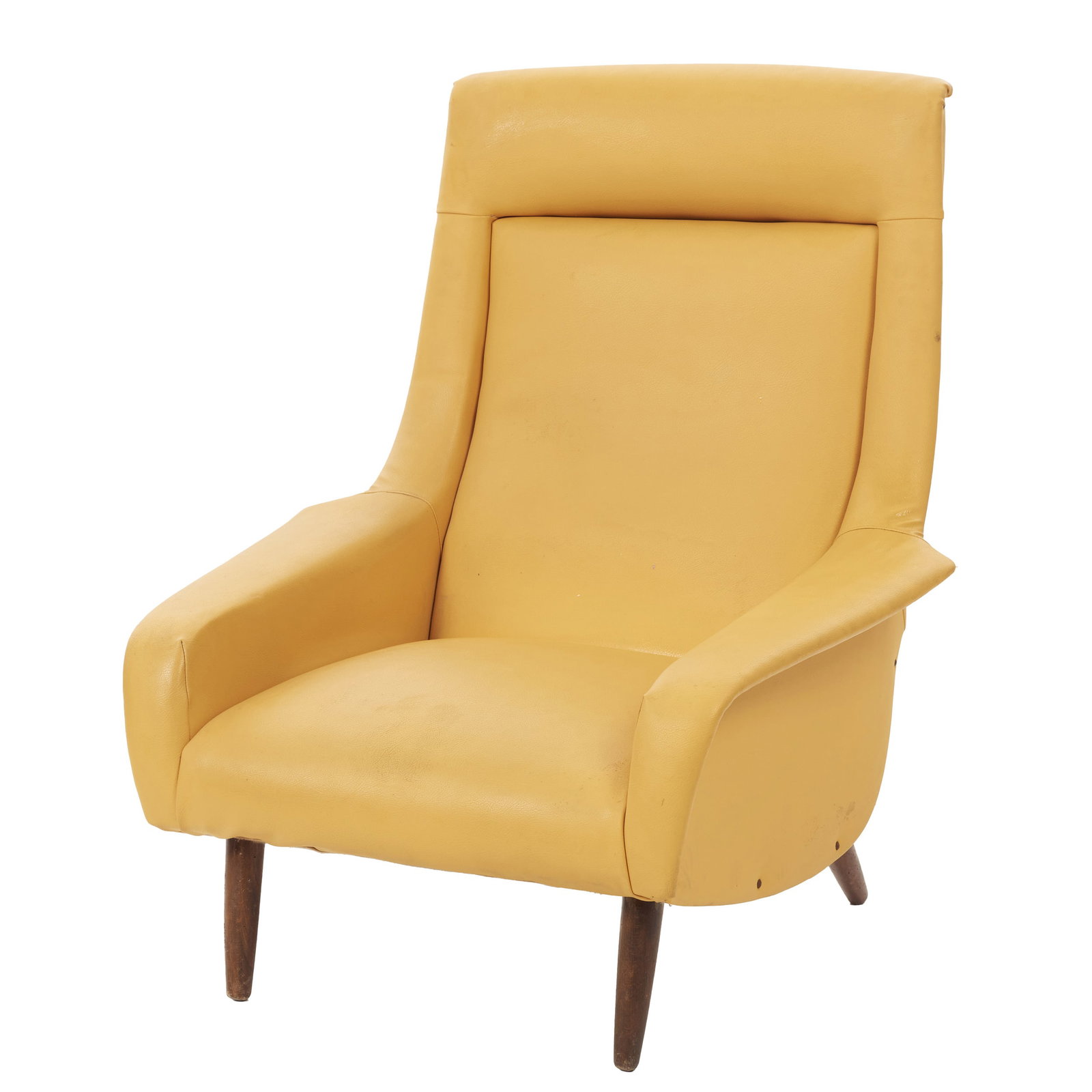 BENGT RUDA (1918-1999) - Lounge armchair: Denmark, c.1950, armchair with wooden frame and yellow nappa leather re-upholstery. Signs of wear. Dim.: 103x86x78cm.