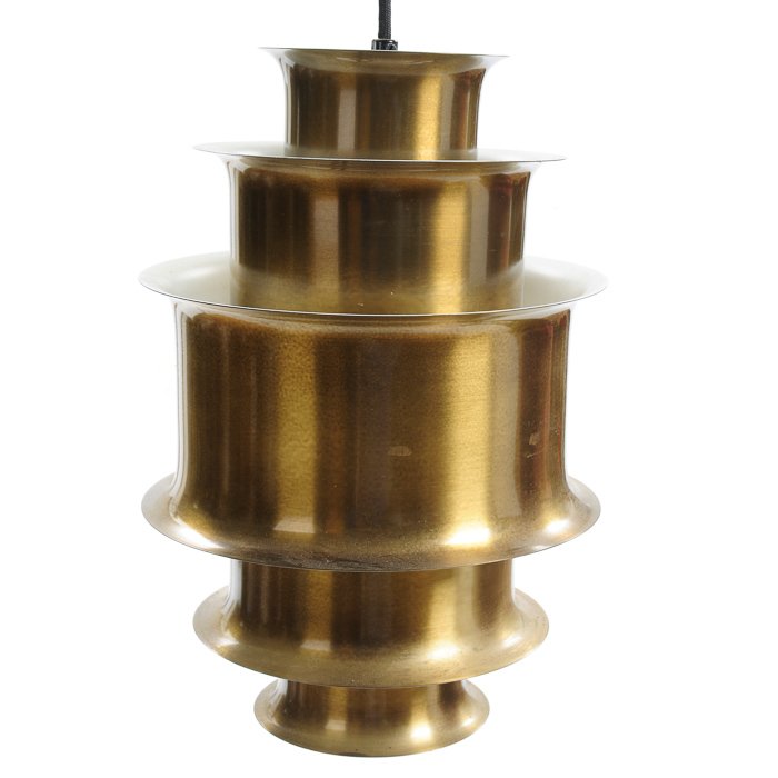 Danish ceiling lamp: Danish ceiling lamp Danish, with stylized lamellas in gilded metal, white in the inside. Electrified. Signs of wear. Dim.: 33 cm.