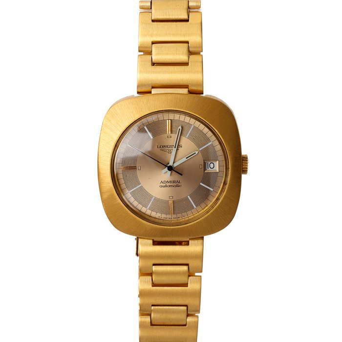 LONGINES - Admiral wrist watch: LONGINES - Admiral wrist watch Wrist watch in steel plaquÃ© with gold, automatic. Marked. Signs of wear. Dim.: 10 cm.