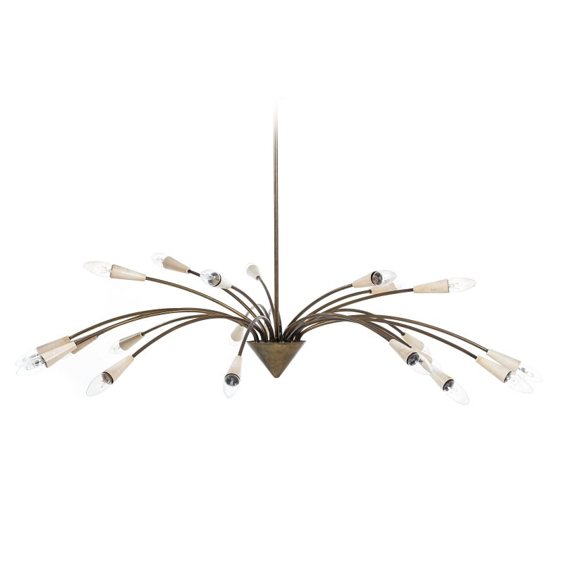 STILNOVO (atr.) - Ceiling lamp, modernist: Italy, c.1950, in copper with 21 lights. Electrified. Dim.: 130cm.