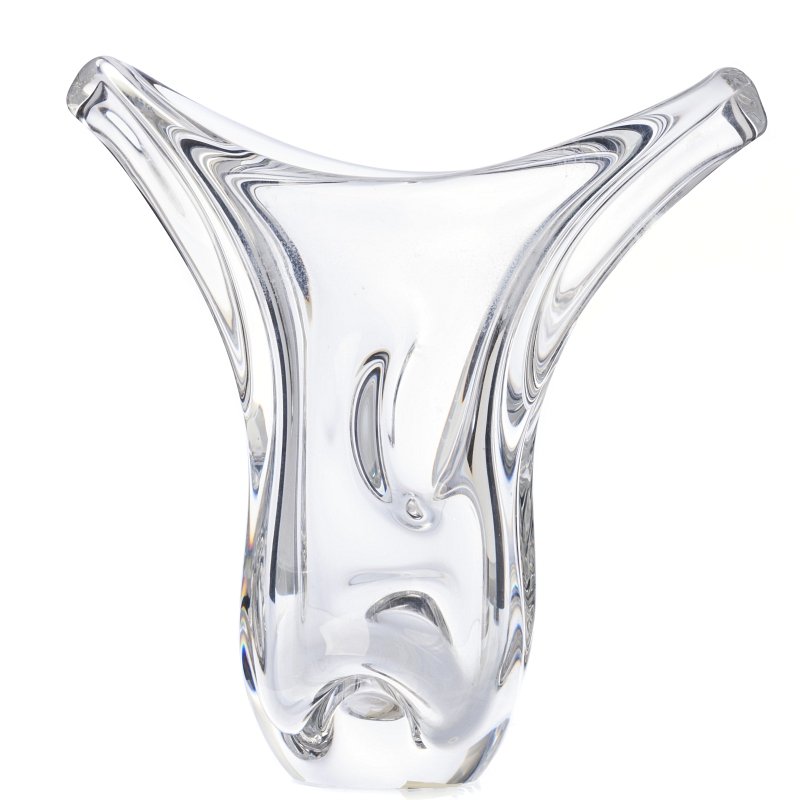 Vase in Sevres crystal: French, c.1960, molded crystal, organic form, marked on the base. Dim:. 26cm.