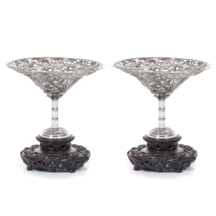 Pair of fruit bowls in Chinese silver, Guangxu (1 of 1)