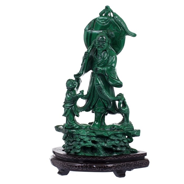 Chinese sculptural group in malachite (1 of 1)