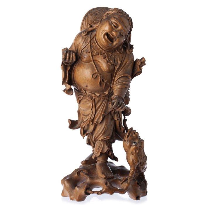 Chinese wood carving 'Liu Hai and Jin Chan', Guang (1 of 1)