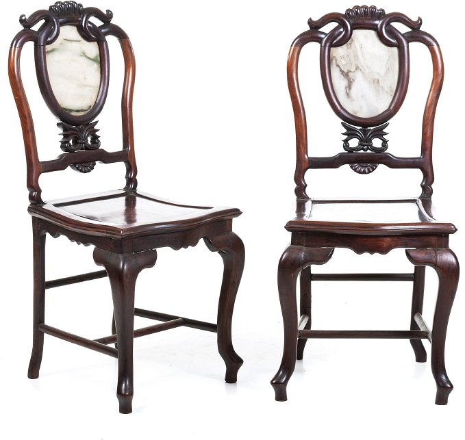 Pair of carved chinese Hongmu chairs (1 of 1)