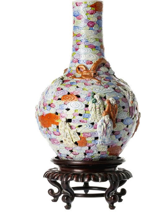 Vase Tianqiu Ping 'Immortals' in Chinese porcelain (1 of 1)