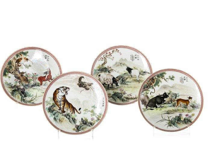 Four plates with 'animals from the zodiac' in Chin (1 of 1)