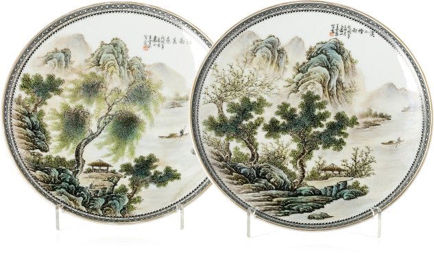 Two plates with a 'scenery' in Chinese porcelain (1 of 1)