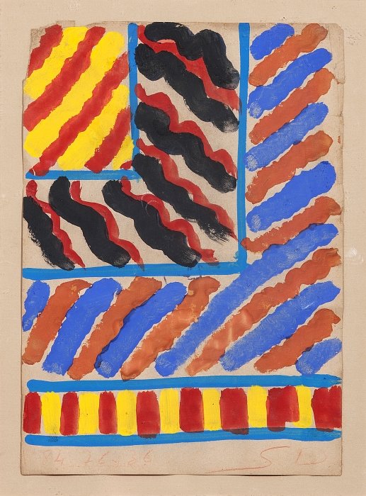 SONIA DELAUNAY (1885-1979) - 'Sem tÃ­tulo' [Untitled]: Gouache on paper, signed, datable to 1936. Authenticated on the back by the son of the Artist, Charles Delaunay. Dimension:29x20.5cm.