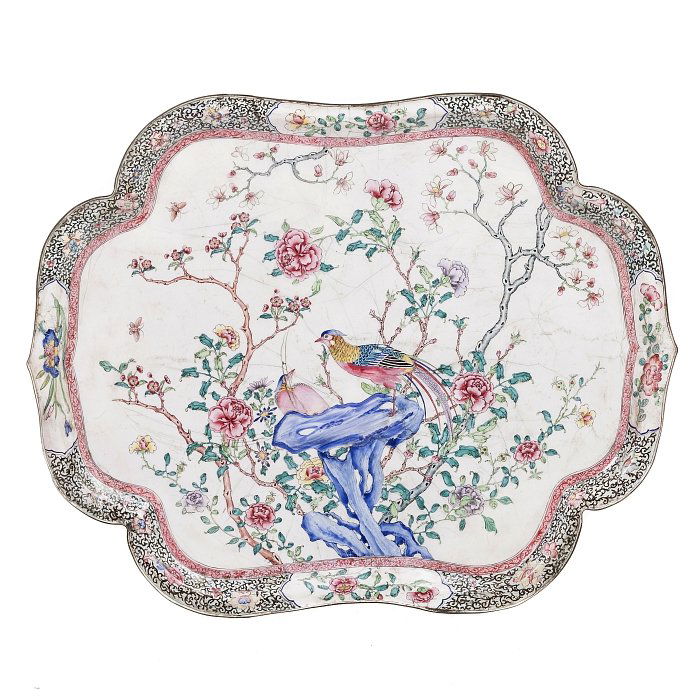 Chinese tray in enamel, Canton (1 of 1)
