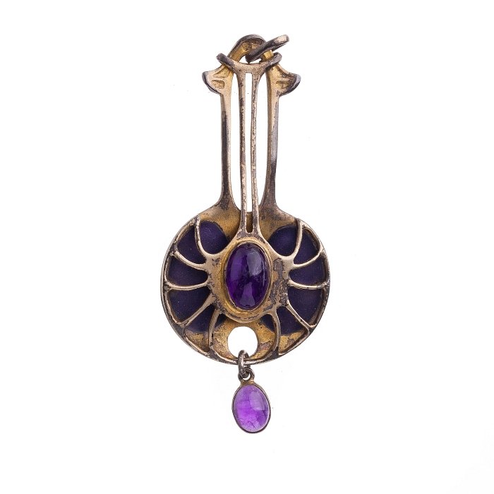 Art Nouveau brooch in silver, enamelled (1 of 1)