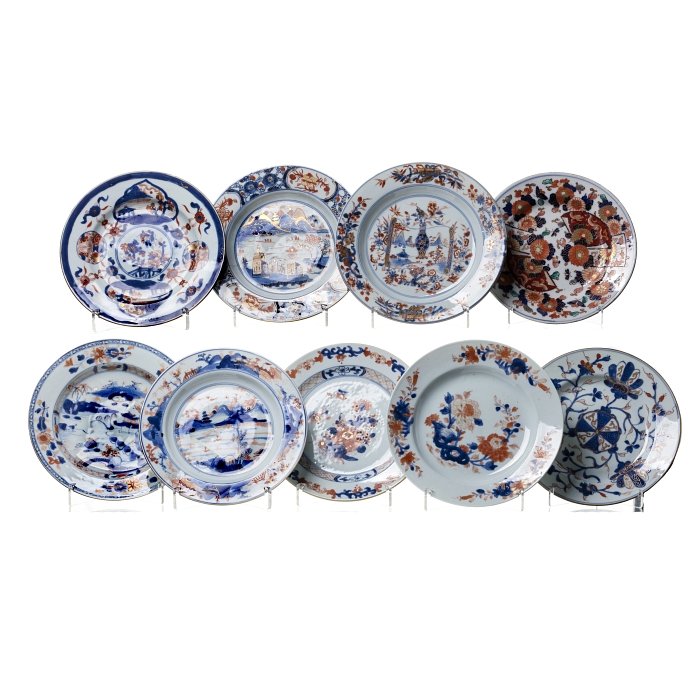 Nine plates in Chinese porcelain, Imari (1 of 1)