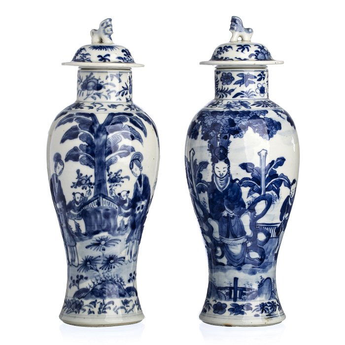 Two pots with lid in Chinese porcelain, Guangxu (1 of 1)