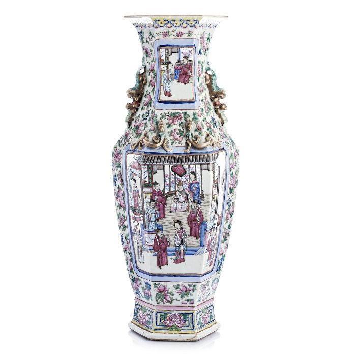 Large vase hexagonal in Chinese porcelain, Tongzhi (1 of 1)