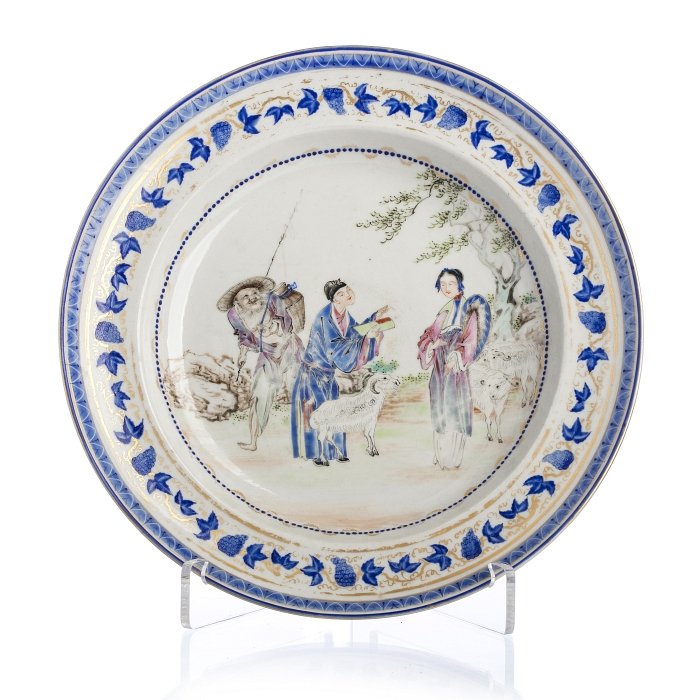 Plate 'fisherman and scholar' in Chinese porcelain, (1 of 1)