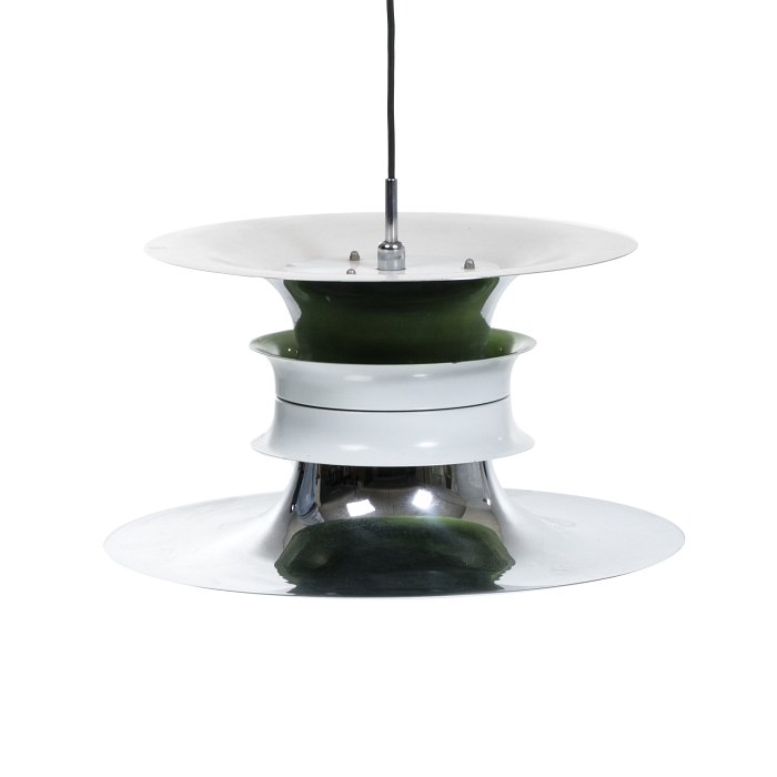 BENT NORDSTED (20th Century) - Ceiling lamp: Denmark, c.1970, metal lacquered in white and chromed. Electified. Dim.:36cm.