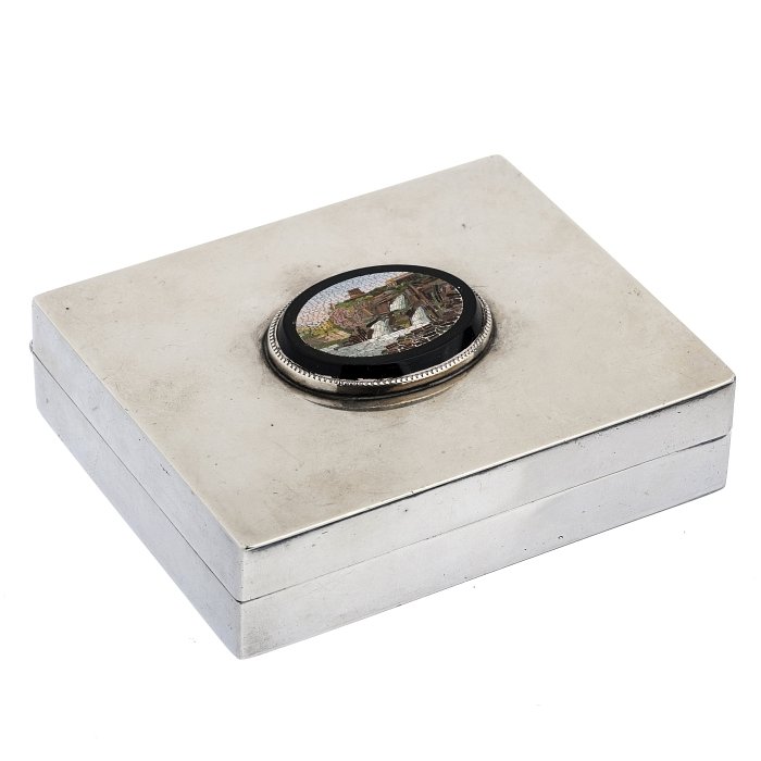 Silver case with an onyx and micromosaic medallion (1 of 1)