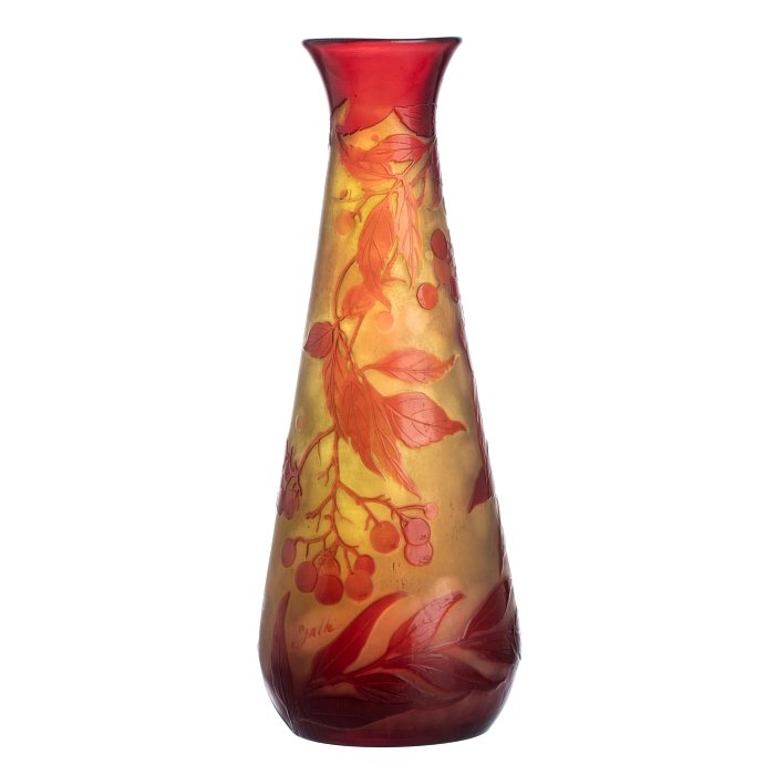 GALLE - Cameo Glass 'Cherries' Vase (1 of 1)