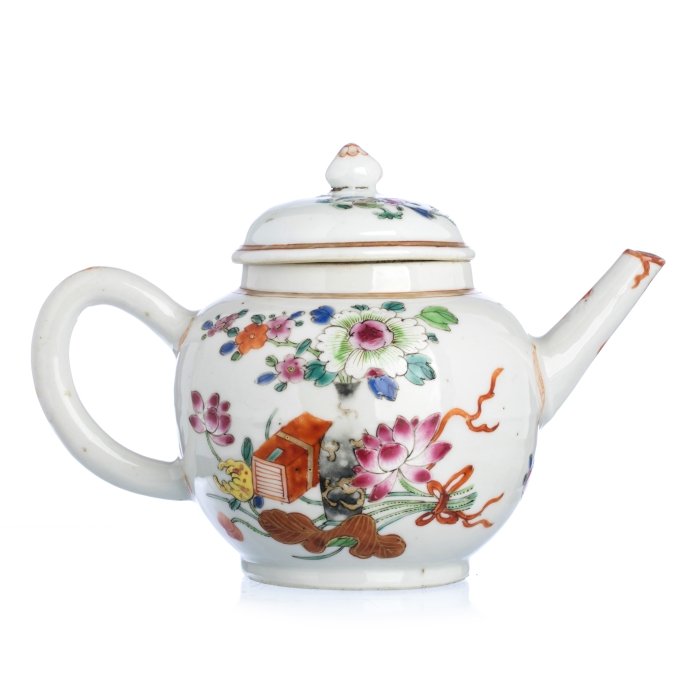 Chinese Porcelain 'Flower vases' Teapot, Qianlong (1 of 1)