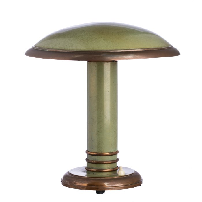 GEORGES HALAIS (20th century) for ELOCTRA - Art deco: France, c.1930/1940, lacquered and gilded metal, bronze foot, marked 'G. Halais Eloctra'. Electrified. Signs of wear. Dimension: 36 cm.