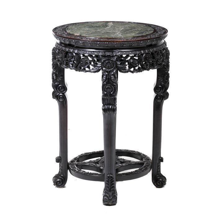 Chinese table made of hongmu with a marble top, 19thC (1 of 1)