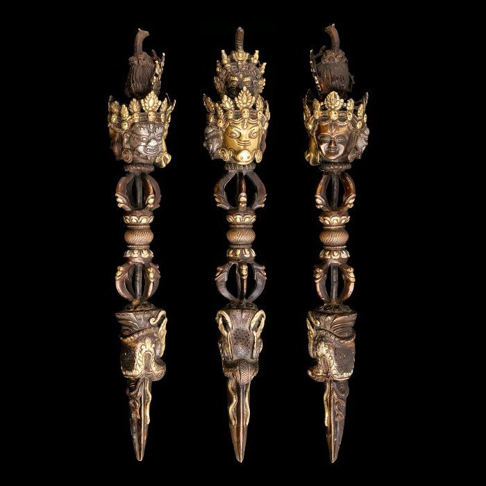 Tibetan gilt bronze Phurba knife (1 of 1)