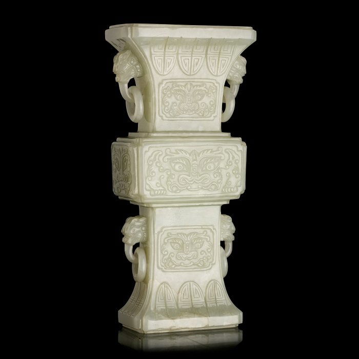 Chinese Gu celadon jade vase, 19thC (1 of 1)