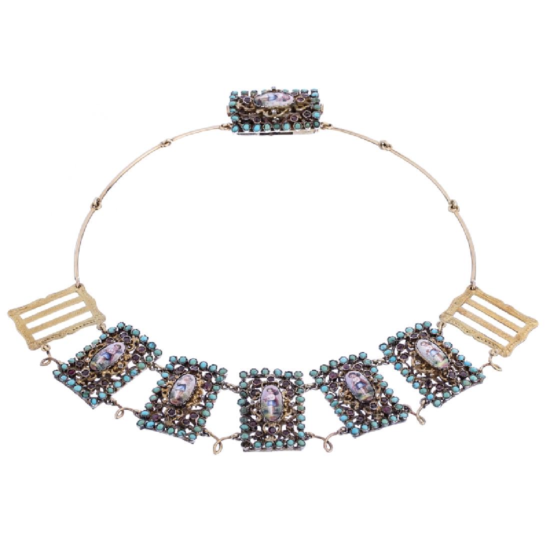 Silver and gold choker with angels in ceramics (1 of 1)