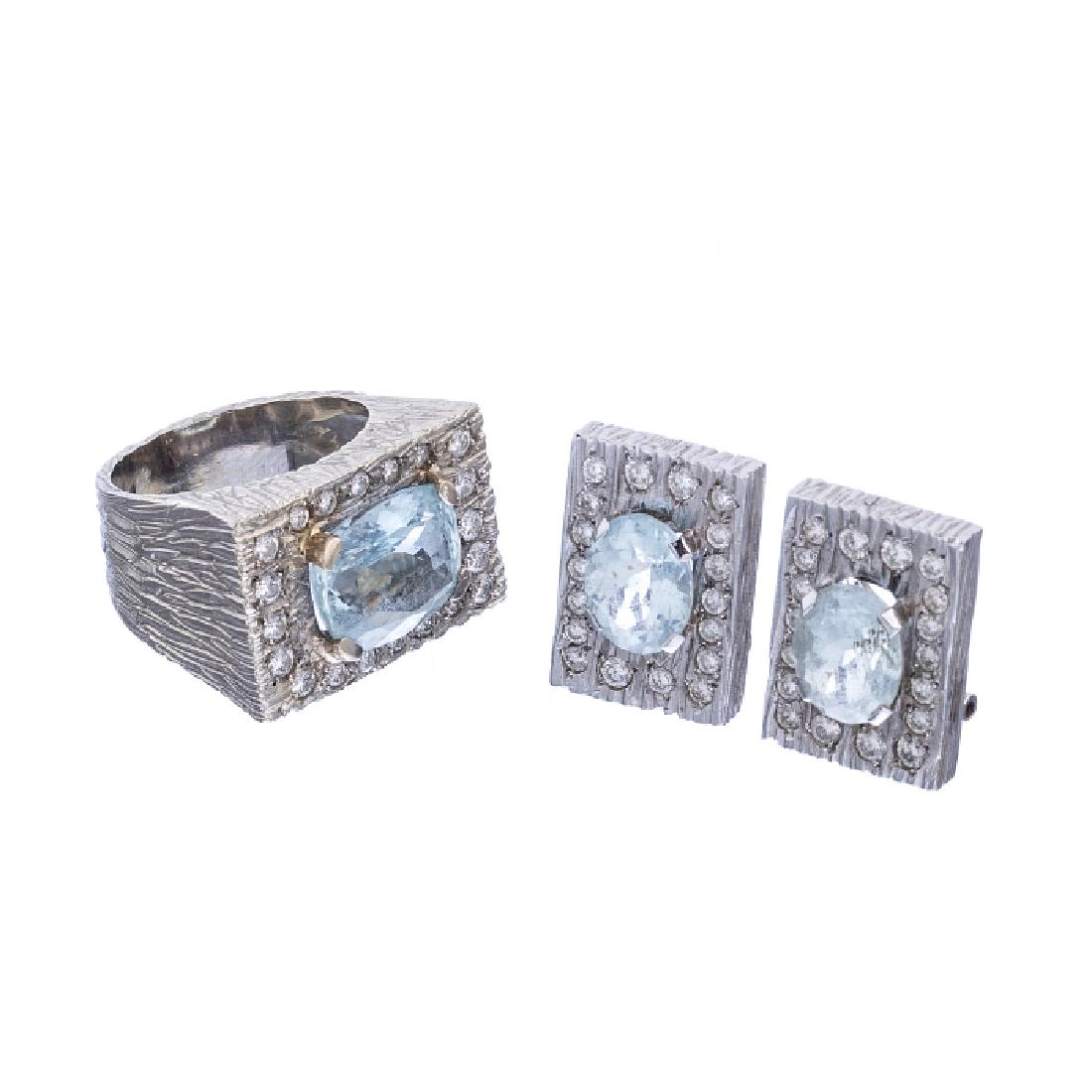 White gold set with diamonds and aquamarines (1 of 1)