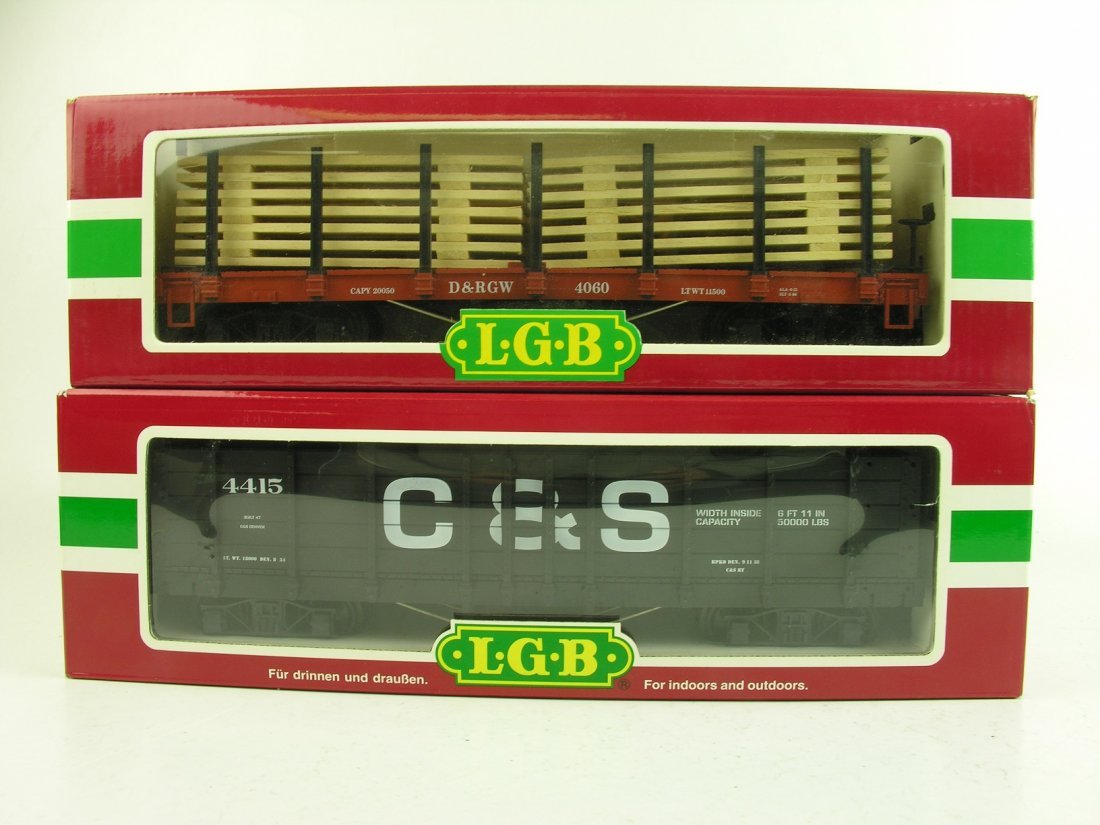 LOT OF 4 LGB collectible TRAIN: LOT OF 4 LGB colectible TRAIN---------------------------------------Lgb 41730, C&s, Colorado & Southern Gondola Train---------------------------------------4169 Flatcar with Lumber--------------------