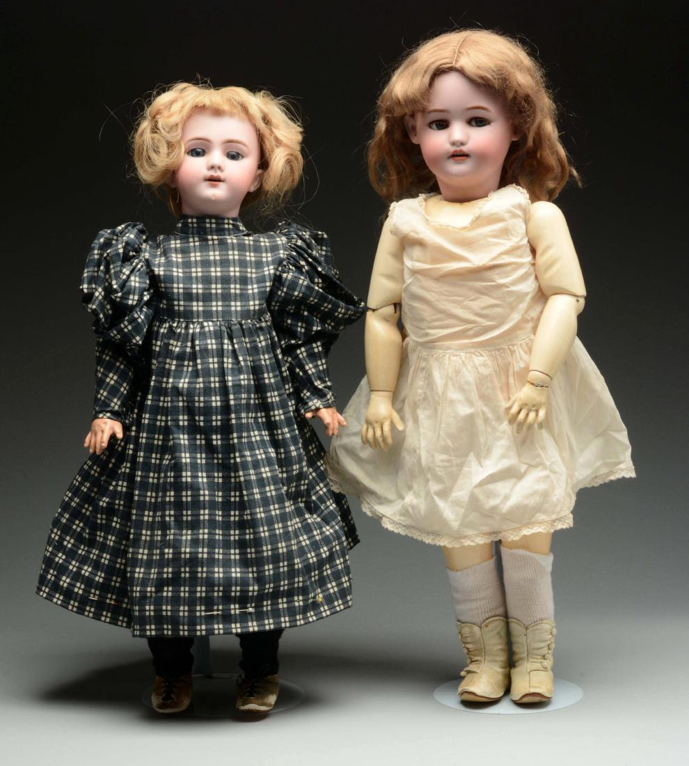 Lot Of 2: Mechanical R.D. Doll & DEP Walker Doll.: The first is a Simon & Halbig 1079 head (tiny wig pulls) featuring molded eyebrows, real upper eyelashes, flirty eyes with an antique mohair wig. On an R.D. key-wind walking body of composition & wood