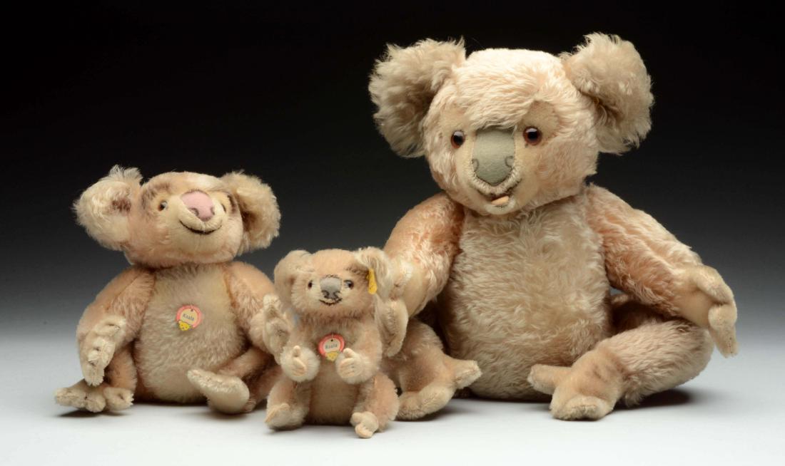 Family Of Three Mohair Steiff Koala Bears With IDs. (1 of 1)