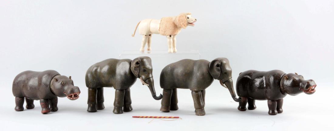 Lot Of 5: Full Sized Glass Eyed Schoenhut Animals. (1 of 1)