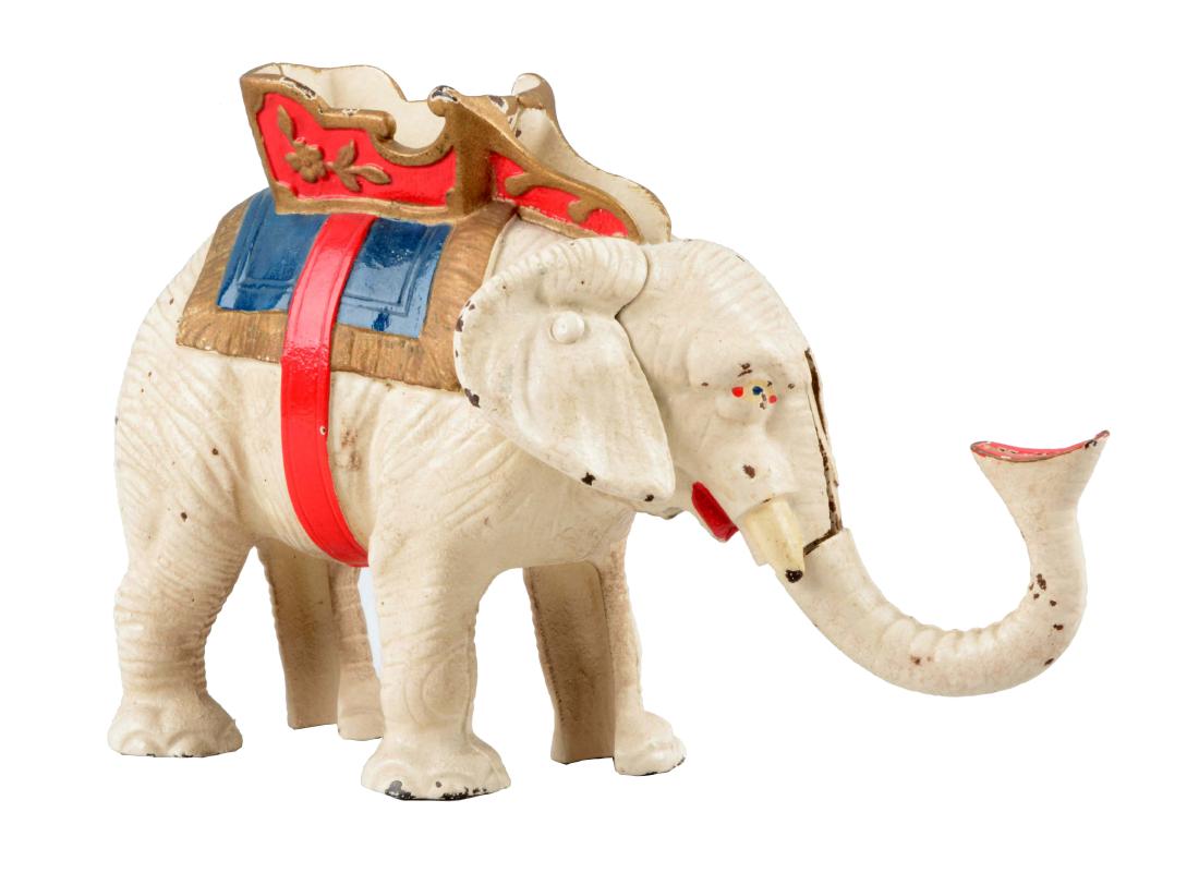 Hubley Cast Iron White Elephant Pull Tail Mechanical (1 of 3)