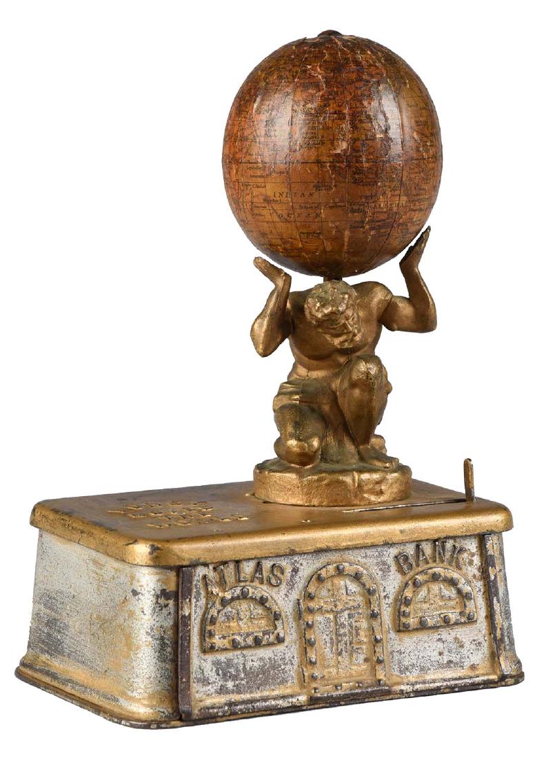 Unknown Manufacturer Cast Iron Atlas Mechanical Bank. (1 of 3)