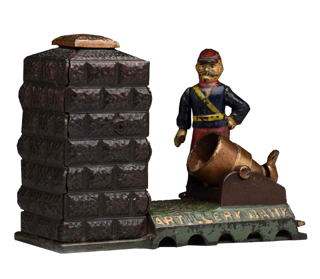 J. & E. Stevens Cast Iron Artillery Mechanical Bank. (1 of 2)