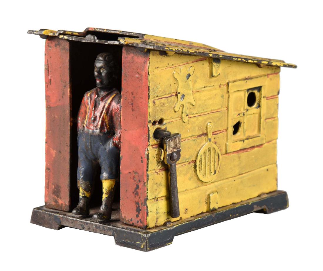 J. & E. Stevens Cast Iron Cabin Mechanical Bank. (1 of 3)