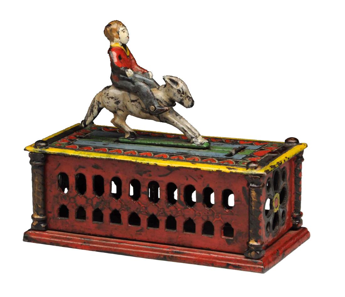 Judd Cast Iron Bucking Mule Mechanical Bank. (1 of 3)