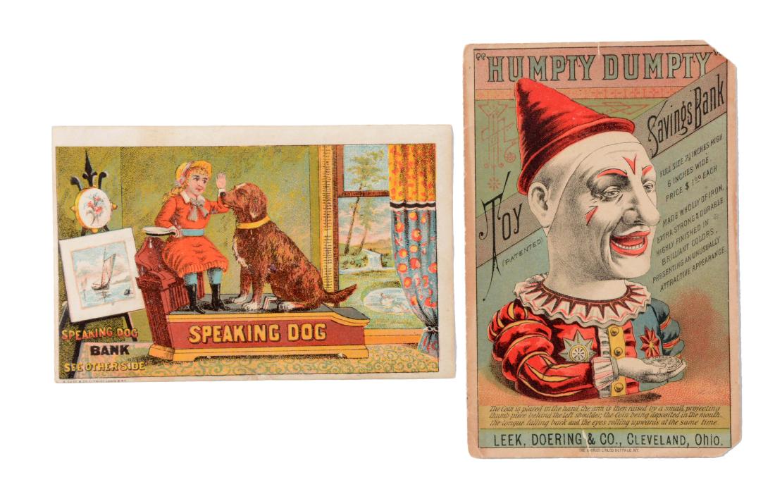 Lot Of 2: Mechanical Bank Trade Cards. (1 of 1)