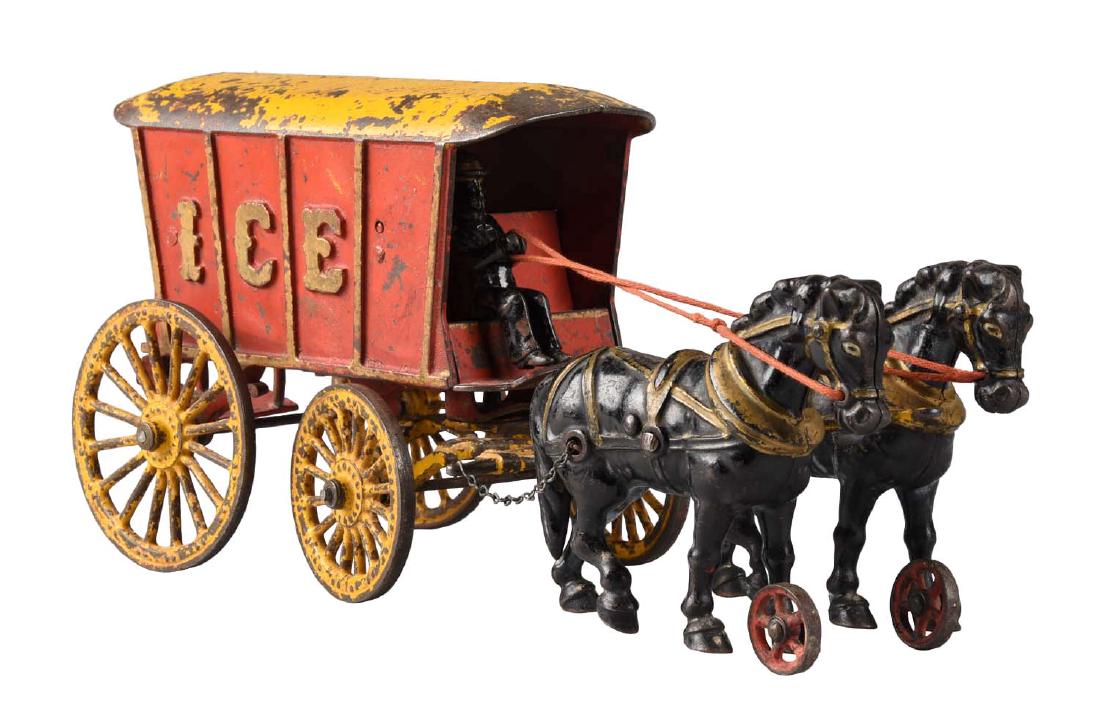 Hubley Large Cast Iron Horse Drawn Ice Wagon. (1 of 2)