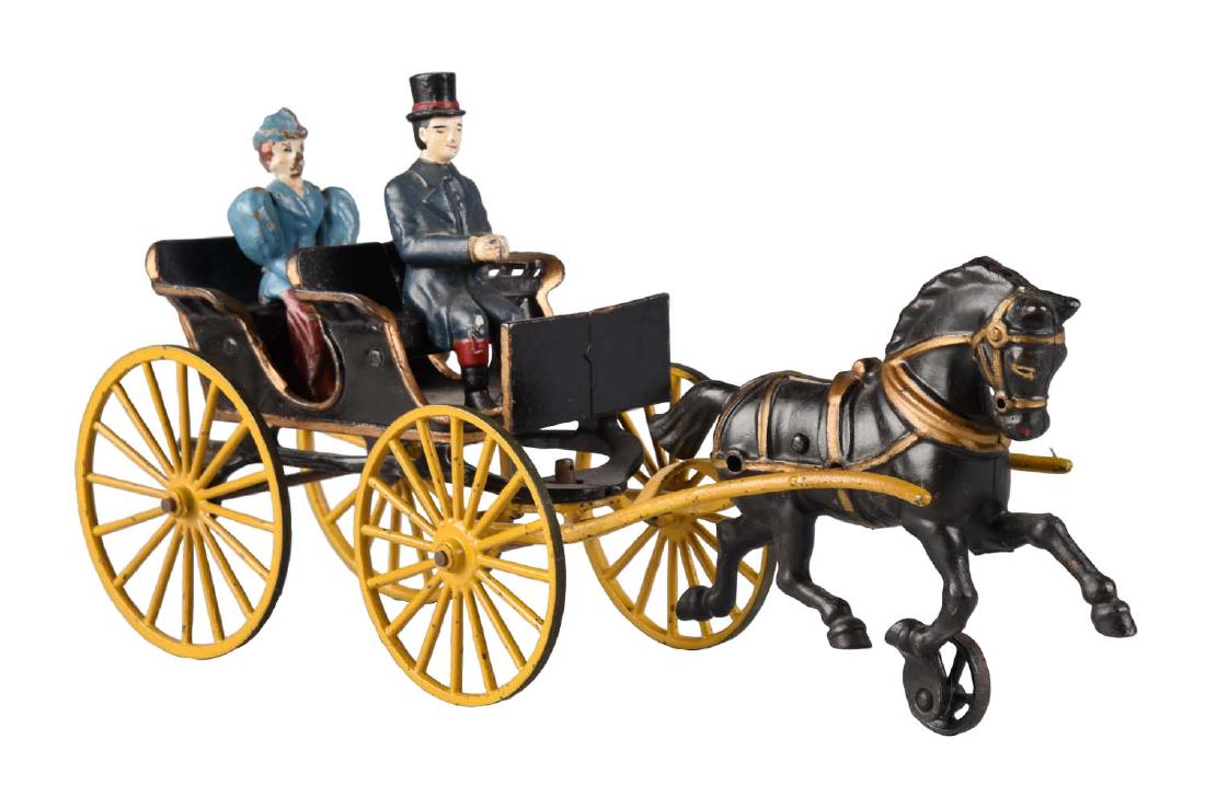 Scarce Hubley Horse Drawn Cast Iron Two Seat Surrey. (1 of 2)