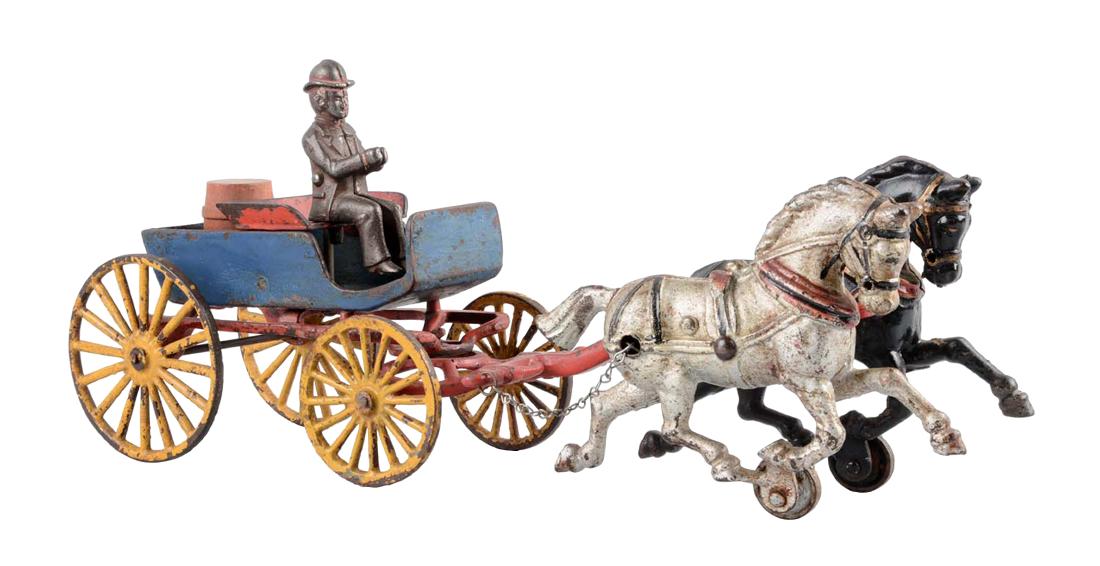 Early Hubley Two Horse Drawn Buggy. (1 of 2)