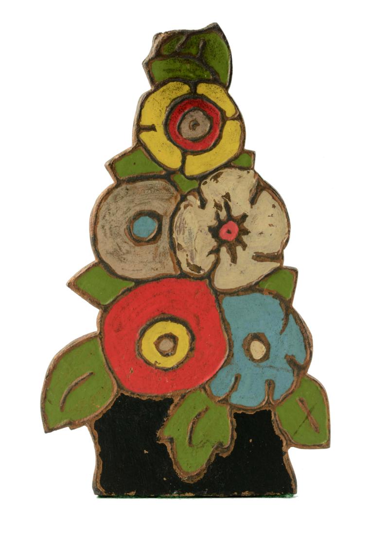 Cast Iron Naïve Deco Mixed Flowers Wedge Doorstop. (1 of 2)