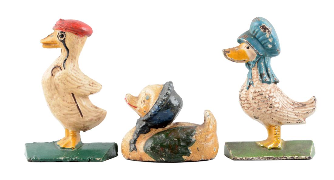 Lot Of 3: Cast Iron Assorted Duck Doorstops. (1 of 1)