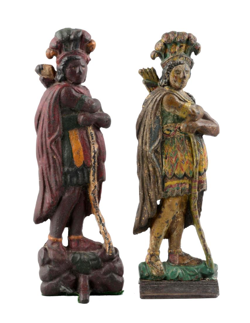 Lot Of 2: Cast Iron Indian With Staff Doorstops. (1 of 2)