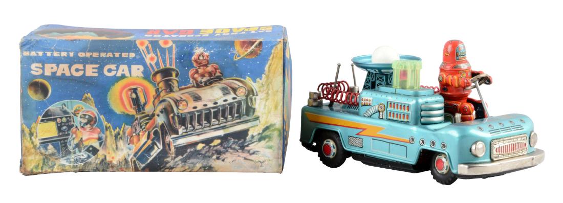 Japanese Tin Litho Battery-Operated Robby Space Car. (1 of 2)