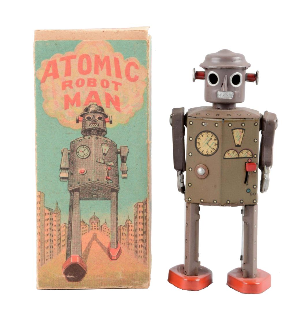 Japanese Tin Litho Wind-U Atomic Robot Man. (1 of 2)