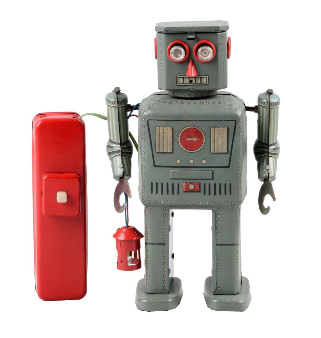 Japanese Tin Litho Battery-Operated Lantern Robot. (1 of 2)