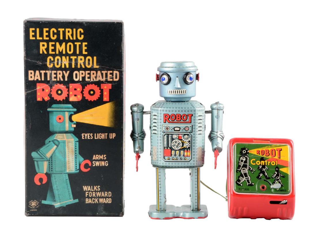 Japanese Tin Litho Battery-Operated R-35 Robot. (1 of 2)